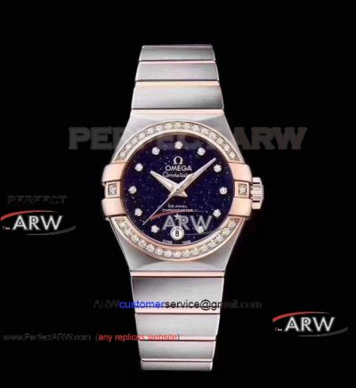 Perfect Replica Omega Constellation Watch Two Tone Rose Gold Sky Moon Face